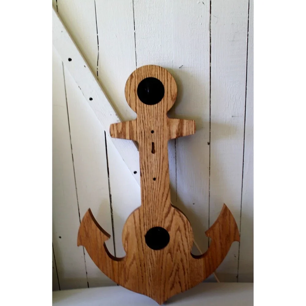 Rare Vintage Wood Carved Anchor Millibars Barometer Weather/Time 22